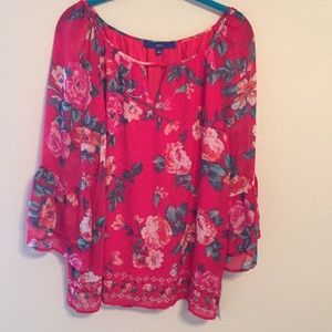 🔷3/$20 APT.9 Pink Multi Flower Print Top